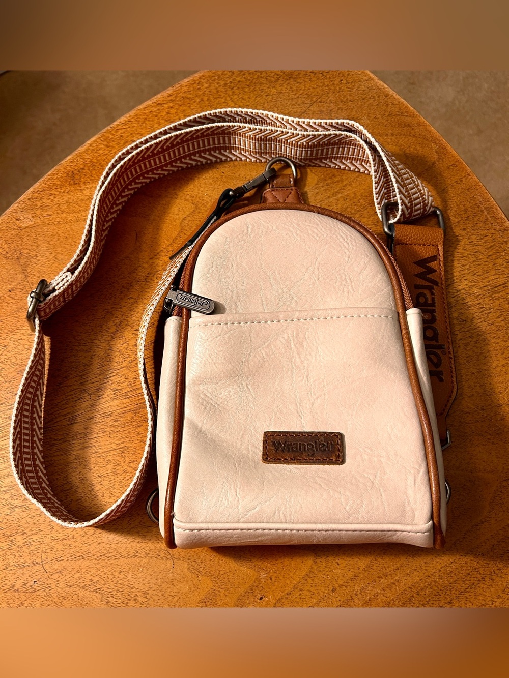 Wrangler Mini Convertible Backpack/Crossbody with Gorgeous Woven Strap; Leather